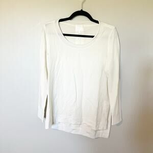 Quinn ivory cream lyocell cotton sweater asymmetric‎ hem nwt medium